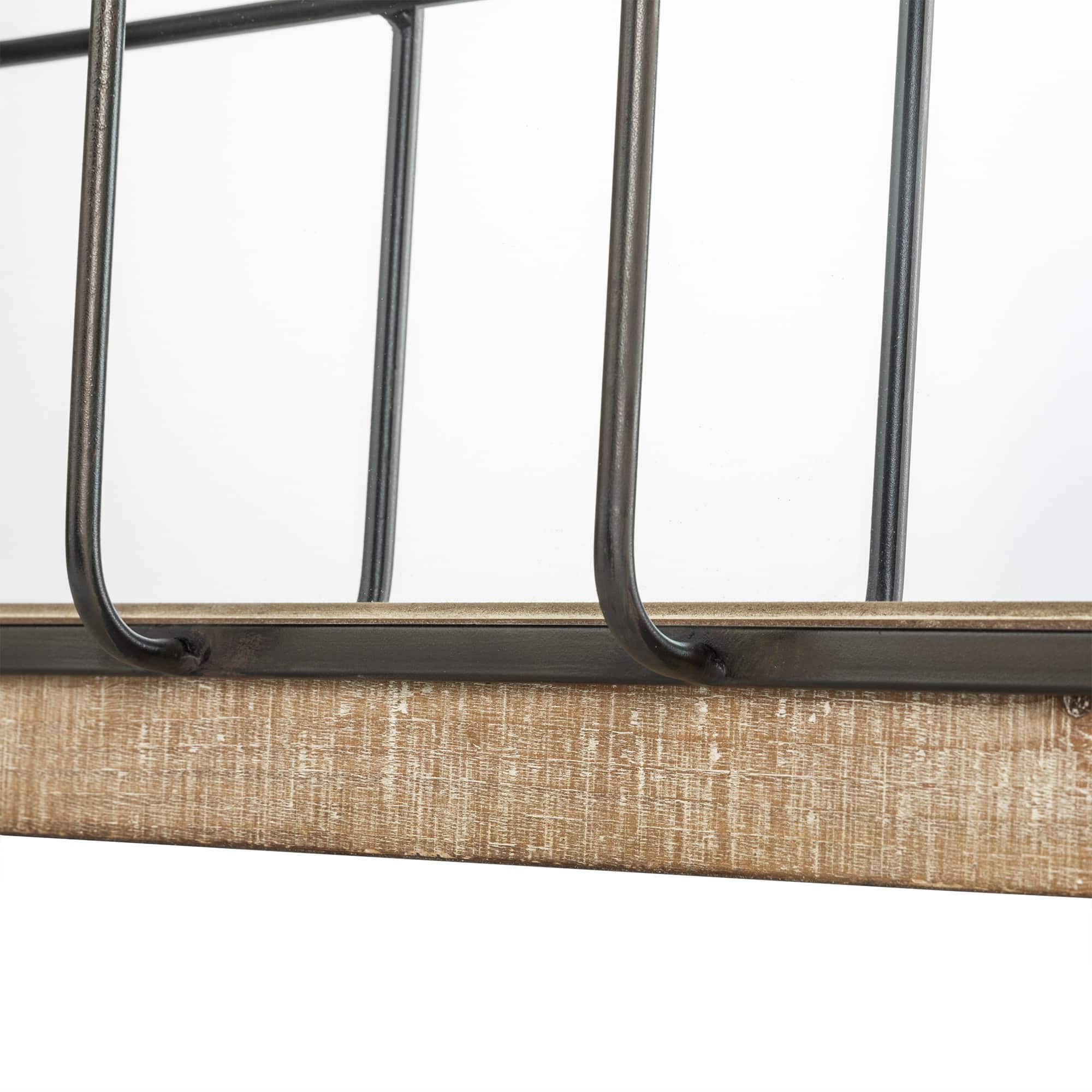 Glitzhome® 31.5" Farmhouse Wooden & Metal Windowpane Rectangular Wall Mirror